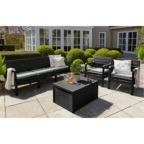 Delano Garden Furniture Set 5 Seats Dark Grey Delano Graphite