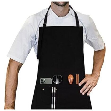 Delantal 70x85 cm, delantal de cocina con correa ajustable para el cuello, delantal para parrilla en calidad profesional