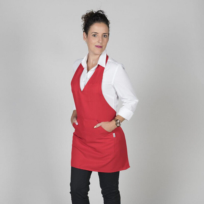 

Delantal corto con peto tipo bistro GARY'S ajuste con botón de pastilla | Rojo