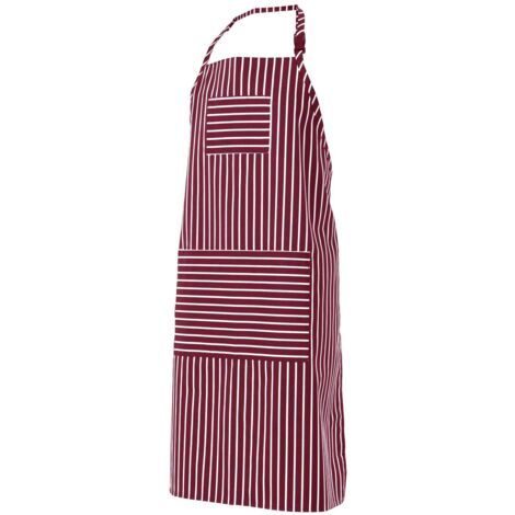 Delantal con peto y hebilla regulable modelo de rayas VELILLA Seire PIMENTÓN