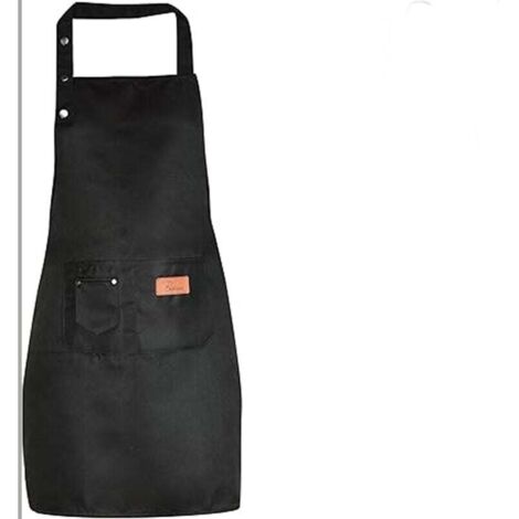 Delantal de cocina para mujer y hombre con bolsillos, tallas grandes, repelente al agua, color negro.