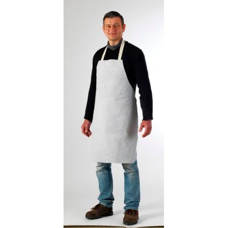 COVERGUARD Delantal de cuero para soldador blanco, corte de vaca, 90x60 cm S - 90x60 cm