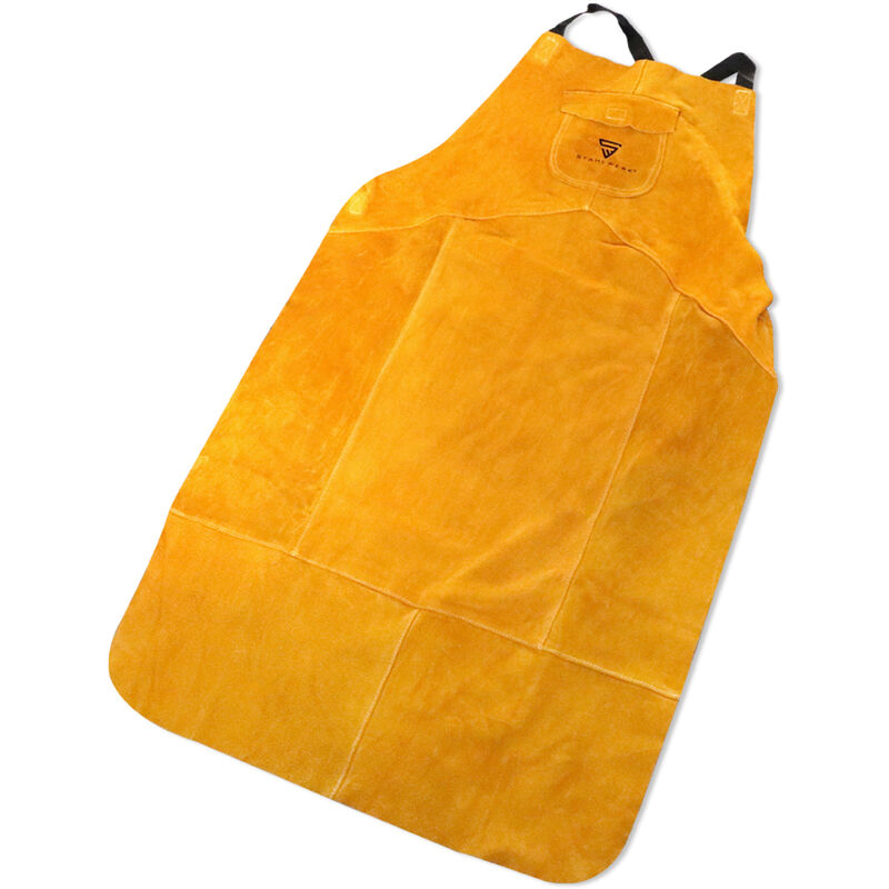 

Delantal de soldadura cuero para TIG / TIG / MIG / MAG / MMA / Plasma, resistente al calor y al fuego, naranjo-amarillo - Stahlwerk