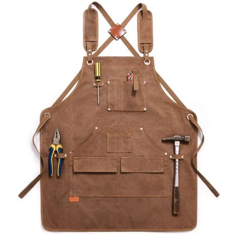 Delantal de trabajo unisex con bolsillo multiherramienta, soldadura, carpintería, pintura, barbacoa, lona gruesa