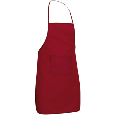 Delantal infantil con peto y bolsillo en tejido de poliéster RECIPE  Rojo loto
