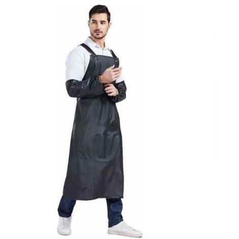 Delantal negro + mangas, ajustable, impermeable, de goma duradera (L)