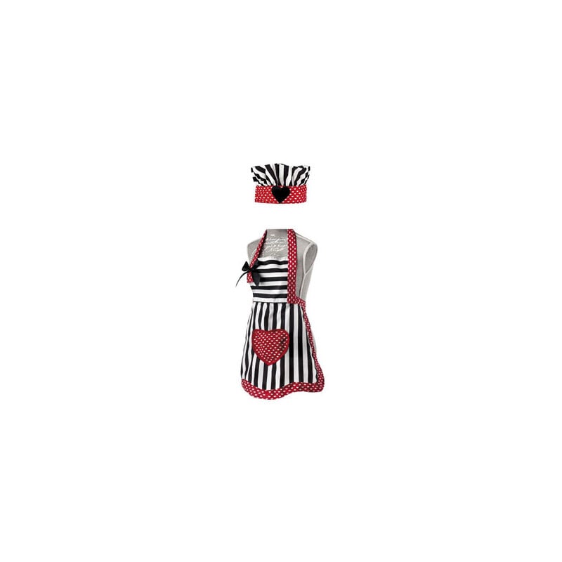 

Delantal y gorro infantil Lulu 5229 Rayas y rojo