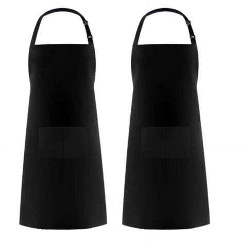 Delantales de cocina negros para hombre y mujer, con 2 bolsillos para asar, ajustables para jardinería, para adultos.