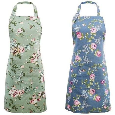 Delantales de cocina para mujer, delantales florales para cocinar, hornear y jardinería, delantal de cocina vintage: lindo regalo de Navidad para mamá, esposa y abuela.