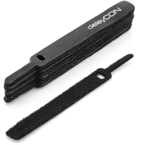 deleyCON, Fascia fermacavi con velcro 10 Stück kurz Nero