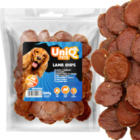 Delicadeza, snack para perros: Chips de cordero UniQ Pets 500 g