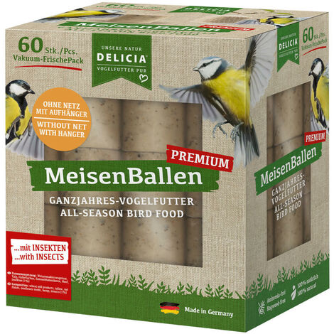 DELICIA® Premium Meisenballen mit Insekten 60er ohne Netz Ganzjahrefutter