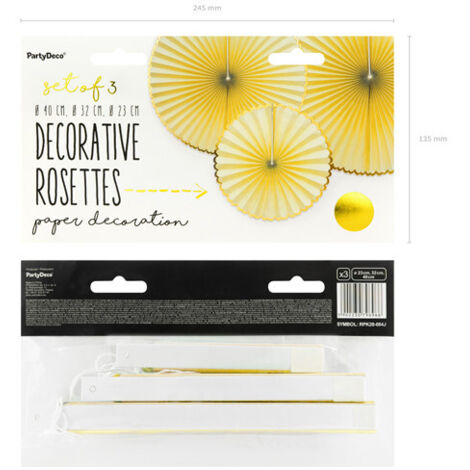 Deliciosas rosetas decorativas, color amarillo claro (1 paquete / 3 uds.)