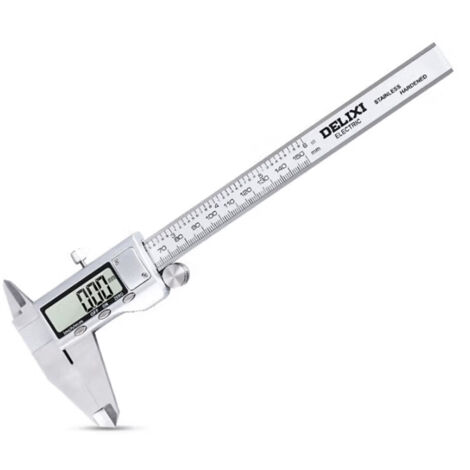 DELIXI 150mm Digital Schieblehre – Elektronischer Messschieber mit LCD-Display  0.01mm Präzision  Edelstahl  IP54 Spritzwasserschutz  Innen/Außen/Tiefenmessung  Mit Datenausgang