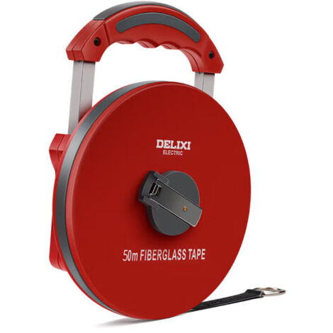 DELIXI 50m Fiberglass Maßband – Präzisions-Messband für Bau, Garten & Industrie  Wasserdicht, Rostfrei & Doppelseitige Skala  Mit Stoßfestem Kunststoffgehäuse