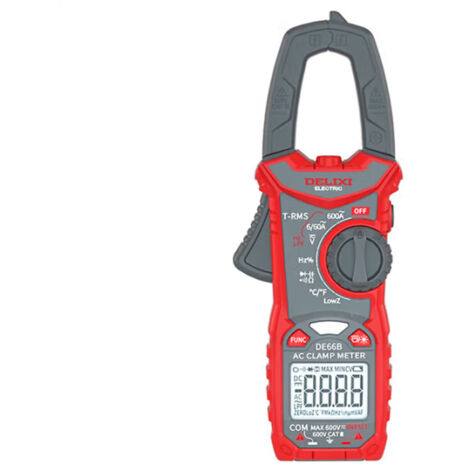 DELIXI DE66B Digitales Zangenmultimeter AC/DC - Hochpräzises Messgerät mit NCV-Spannungsdetektor, 5999 Zählern, Auto-Range für Strom, Spannung, Widerstand