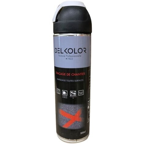 Delkolor Peinture de Traçage et Marquage au sol en Aérosol - 500ml  Couleur: RAL 9010 BLANC PUR