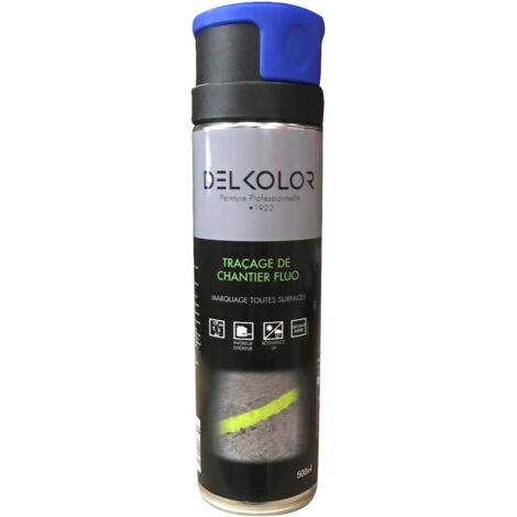 Delkolor Peinture de Traçage et Marquage au Sol Fluo en Aérosol - 500ml Couleur: BLEU