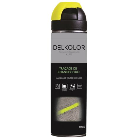 Delkolor Peinture de Traçage et Marquage au Sol Fluo en Aérosol - 500ml  Couleur: JAUNE