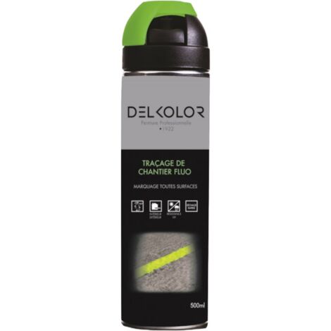 Delkolor Peinture de Traçage et Marquage au Sol Fluo en Aérosol - 500ml  Couleur: VERT