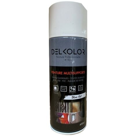 Delkolor Peinture en Aérosol - Couleurs RAL - 400ml  Finition: Mat - Couleur: RAL 9010 Blanc pur