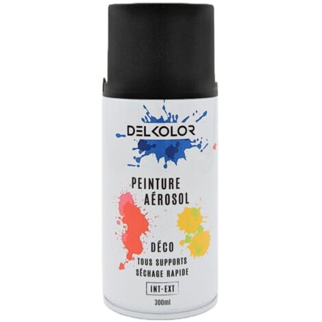 Delkolor Peinture en Aérosol Tous Supports - 300ml  Couleur: RAL 9005 NOIR FONCE - Conditionnement: 300ml