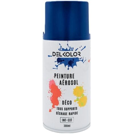 Delkolor Peinture Aérosol Tous Supports - Bleu Satin - RAL 5005 300ml | Couleur: RAL 5005 Bleu - Conditionnement: 300ml - RAL 5005 Bleu