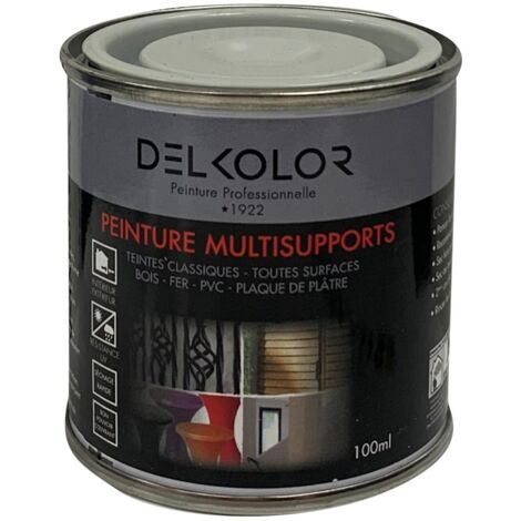 Delkolor – Peinture multisupports RAL 7035 gris clair – 100 ml – Finition brillante résistante aux UV – Séchage rapide pour intérieur et extérieur