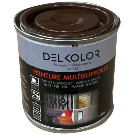 Delkolor – Peinture multisupports RAL 8017 brun chocolat – 100 ml – Antirouille et primaire pour métal – Résistant aux UV et intempéries