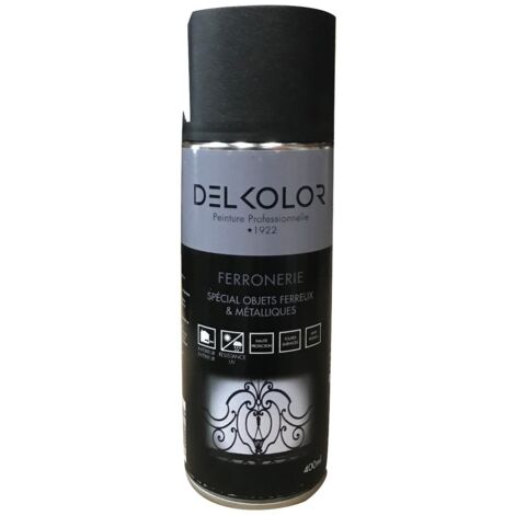 Delkolor Peinture spéciale ferronnerie en aérosol 400 ml  Couleur: NOIR