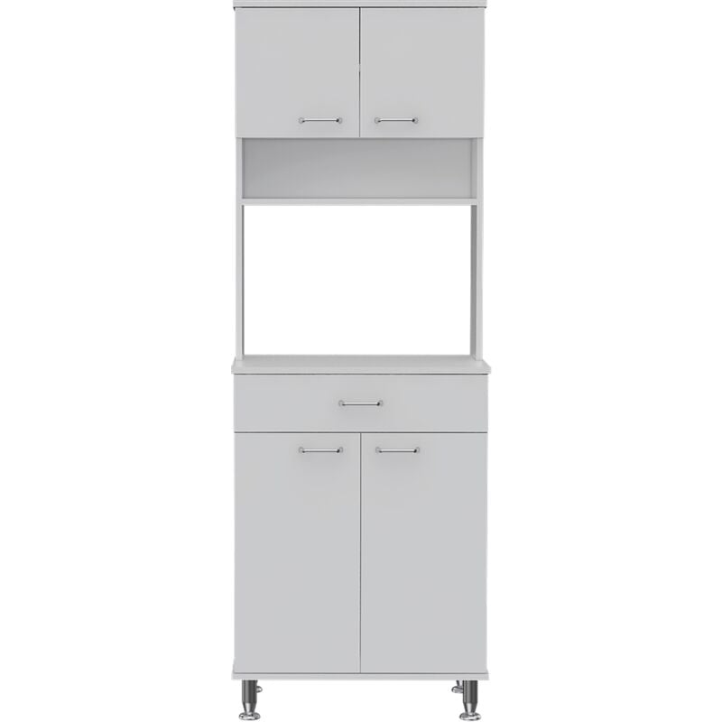 Tuhome Concept - Della Armoire de cuisine avec tiroir, 2 armoires et plan de travail pour micro-ondes