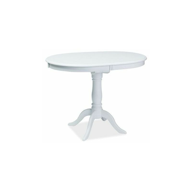 DELLE - Table de salle à manger avec base décorée - Dimensions : 100x70x75 cm - Plateau en MDF - Base en bois - Extensible - Blanc