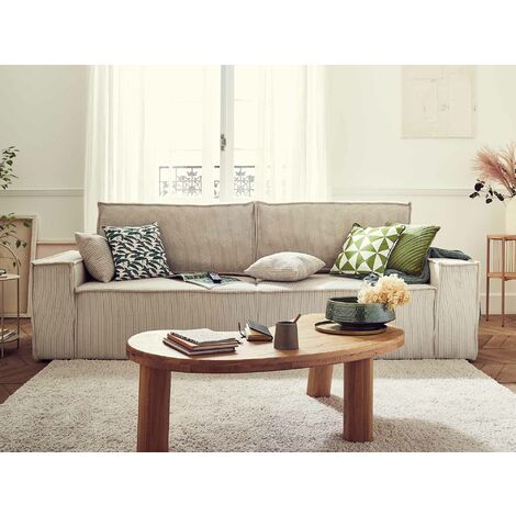 Dellia – 3-sitzer sofa mit schlaffunktion – mit bettkasten – aus cord – zeitgenössischer stil - beige