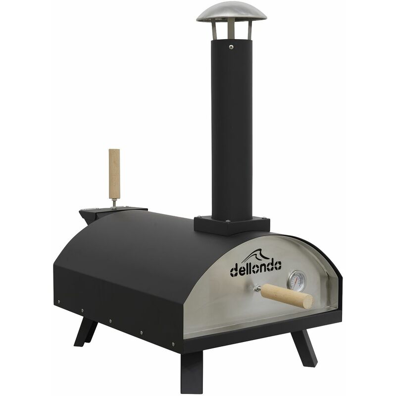 Dellonda Wood Fired 14'' Pizza & Smoking Oven Black Stainless Steel DG10 - Sealey