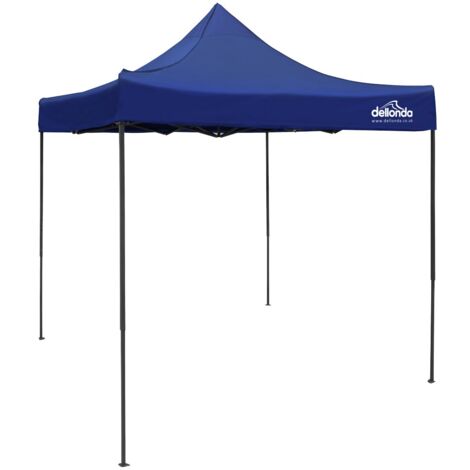 Dellonda DG127 Premium 2x2m Pop-Up Gazebo, Heavy Duty, PVC Coated, Water Resistant Fabric, Supplied with Carry Bag, Rope, Stakes & Weight Bags - Blue Canopy