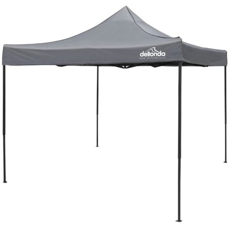 Dellonda DG133 Premium 3 x 3m Pop-Up Gazebo, PVC Coated, Water Resistant Fabric, Supplied with Carry Bag, Rope, Stakes & Weight Bags - Grey Canopy