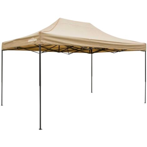 Dellonda DG134 Premium 3 x 4.5m Pop-Up Gazebo, Heavy Duty, PVC Coated, Water Resistant Fabric, Supplied with Carry Bag, Rope, Stakes & Weight Bags - Beige Canopy