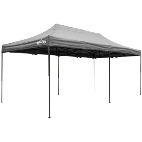 Dellonda DG141 Premium 3x6m Pop-Up Gazebo, Heavy Duty, PVC Coated, Water Resistant Fabric, Supplied with Carry Bag, Rope, Stakes & Weight Bags - Grey Canopy