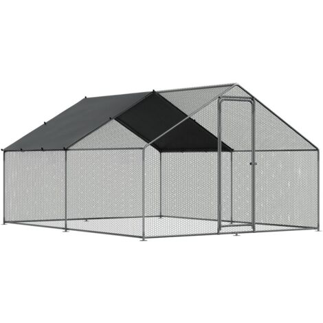 Dellonda DG279 Walk-In Galvanized Steel Chicken Run with Roof Cover & PVC Coated Chicken Wire