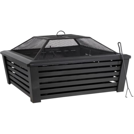 Dellonda DG43 89cm Square Outdoor Fire Pit, Black
