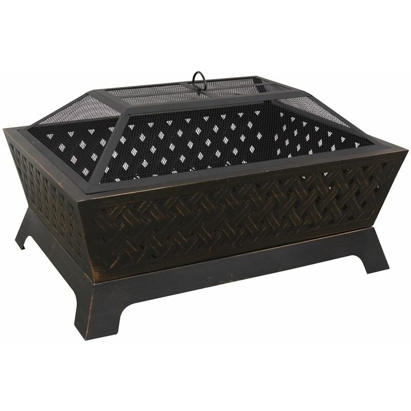 Sealey - Dellonda 35'' Rectangular Outdoor Fire Pit, Antique Bronze Effect DG44