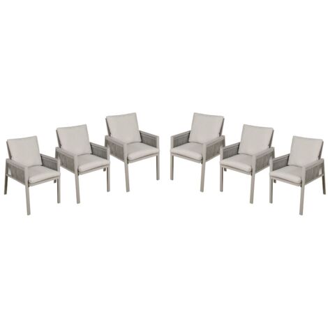 Dellonda DG49 Fusion Garden/Patio Dining Chairs with Armrests 6pc - Light Grey