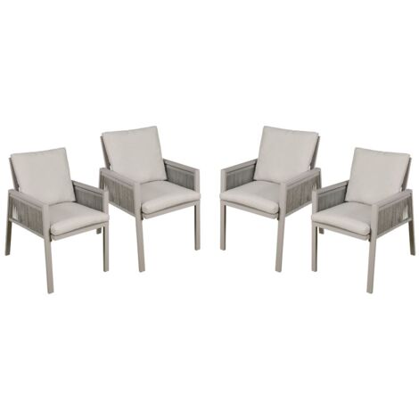 Dellonda DG50 Fusion Garden/Patio Dining Chairs with Armrests 4pc - Light Grey