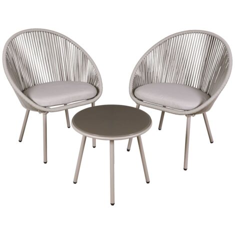 Dellonda DG55 Como Steel Bistro Set with Tempered Glass Tabletop 3pc
