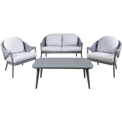 Dellonda DG59 Echo Aluminium Outdoor Sofa, Chair & Coffee Table Set 4pc