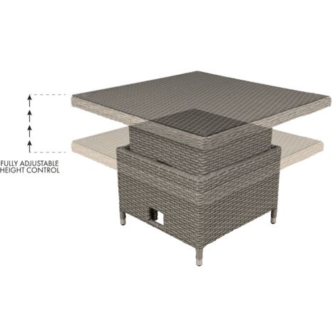 Dellonda DG73 Chester Rattan Wicker Adjustable-Height Outdoor Dining Table