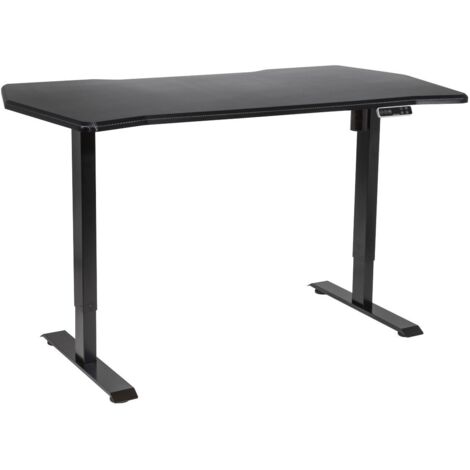 Dellonda DH43 Carbon Fibre Effect Electric Height Adjustable Standing Desk with Memory, Quiet, 1400 x 700mm