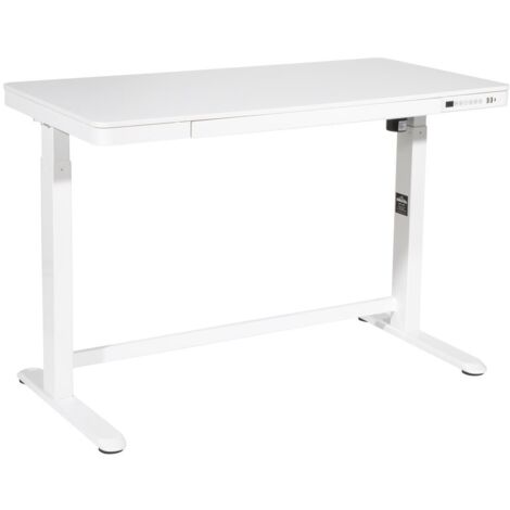 Dellonda DH54 Single Motor Ultra-Quiet Electric Desk with Control Panel, USB Port & Drawer - White Desktop