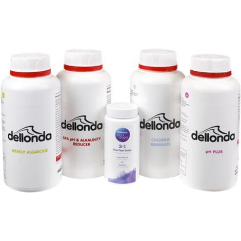 Dellonda DL63 Swimming Pool Starter Kit - Chlorine, pH Increaser, pH Reducer, Algaecide & Test Strips