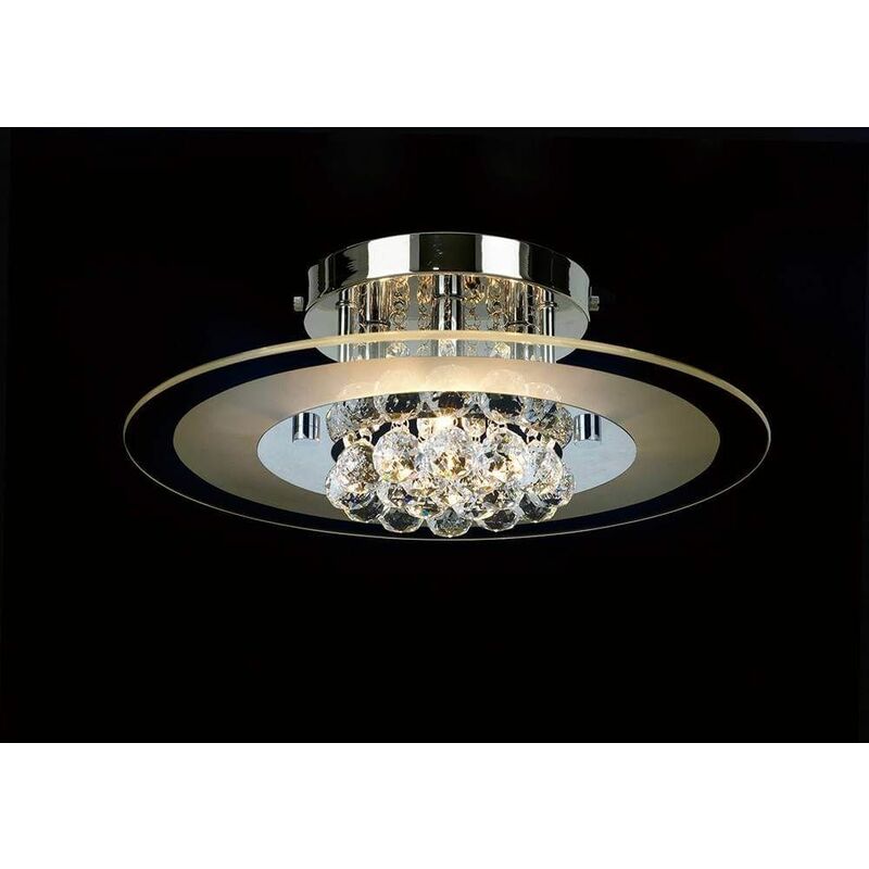09diyas - Delmar round ceiling lamp 4 bulbs polished chrome / glass / crystal